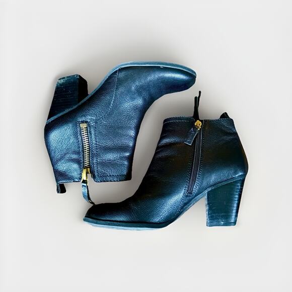 BLK LTR Franco Sarto Ankle Zip Booties Classic Western Moto Grunge Punk Goth 7.5 - Picture 12 of 16